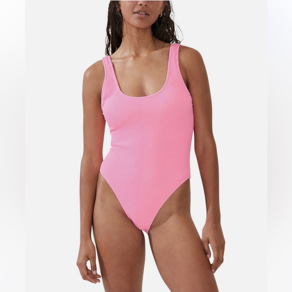 Cotton On Low Back Scoop Neck Pink One Piece Swimsuit Size M